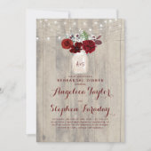 Bourgondische bloemen Mason Jar rustieke repetitie Kaart (Voorkant)