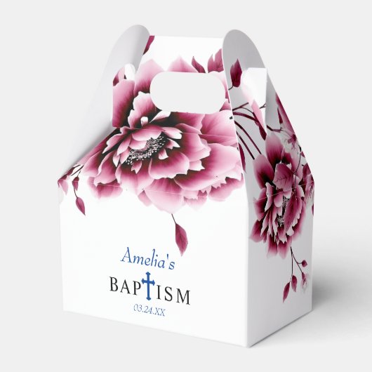 Bourgondische bloemen meisje doop Dank u Bedankdoosjes (Achterkant)