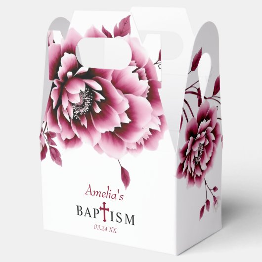 Bourgondische bloemen meisje doop Dank u Bedankdoosjes (Geopend)