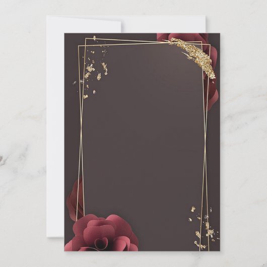 Bourgondische bloemen met gouden frame kaart (Voorkant)