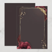 Bourgondische bloemen met gouden frame kaart (Voorkant / Achterkant)
