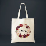 Bourgondische bloemen MRS bruid Tote Bag<br><div class="desc">Bloemontwerp en tekst</div>