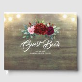 Bourgondische bloemen - Peony rustieke bruiloft Gastenboek (Voorkant)