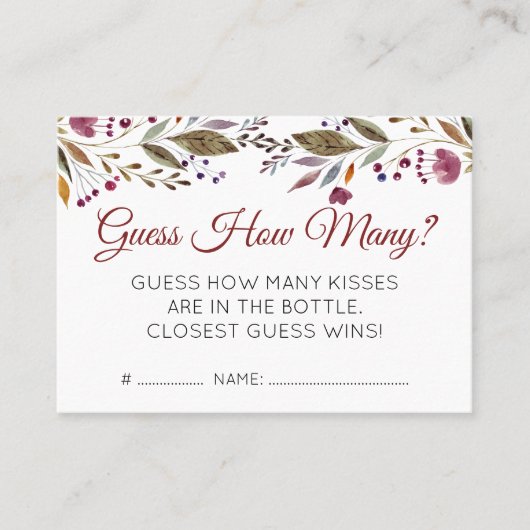 Bourgondische bloemen raden hoeveel Baby shower sp Visitekaartje (Voorkant)