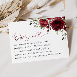 Bourgondische bloemen, rode bloemen, boho, goed we informatiekaartje