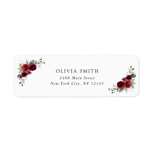 Bourgondische Bloemen, Rode Bloemen, Bruidsfeest Etiket (Voorkant)