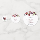 Bourgondische Bloemen, Roze Bloemen, Boho Bruids B Confetti (Voorkanten)