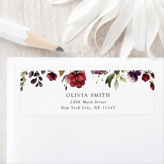 Bourgondische Bloemen, Roze Bloemen, Boho Bruidsdo Etiket (Insitu)