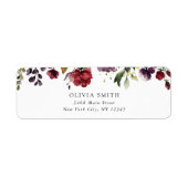 Bourgondische Bloemen, Roze Bloemen, Boho Bruidsdo Etiket (Voorkant)