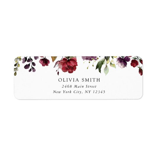 Bourgondische Bloemen, Roze Bloemen, Boho Bruidsdo Etiket (Voorkant)