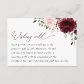 Bourgondische bloemen, roze bloemen, boho, goed we informatiekaartje (Voorkant)