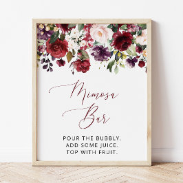 Bourgondische Bloemen, Roze Bloemen, Boho, Mimosa Poster