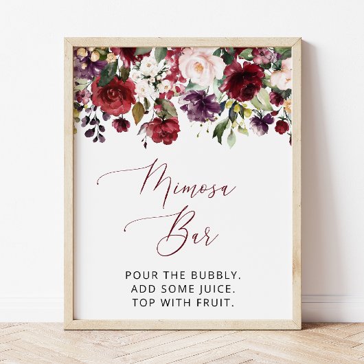 Bourgondische Bloemen, Roze Bloemen, Boho, Mimosa  Poster