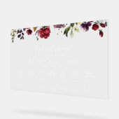 Bourgondische bloemen, roze bloemen, bruiloft tijd acryl bord (Hoek)