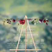 Bourgondische bloemen, roze bloemen, bruiloft tijd acryl bord (Neutraal)