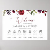 Bourgondische bloemen, roze bloemen, bruiloft tijd poster (Voorkant)