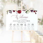 Bourgondische bloemen, roze bloemen, bruiloft tijd poster