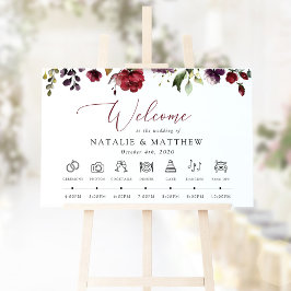 Bourgondische bloemen, roze bloemen, bruiloft tijd poster