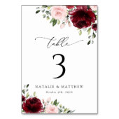 Bourgondische Bloemen, Roze Bloemen, Tafel Nummers Kaart (Achterkant)