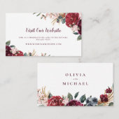 Bourgondische bloemen rustieke bruiloft website In Plaatskaartje (Voorkant / Achterkant)