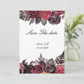 Bourgondische bloemen save the date bruiloft (Staand voorkant)