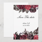 Bourgondische bloemen save the date bruiloft (Voorkant / Achterkant)