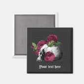 Bourgondische Bloemen Schedel Gotische Bruiloft Magneet (Voorkant / Achterkant)