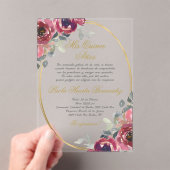 Bourgondische bloemen Spaanse Quinceanera Acryl Uitnodigingen (Insitu (Draagbaar))