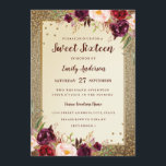 Bourgondische bloemen Sparkle Goud Sweet Sixteen U Kaart<br><div class="desc">Meer Floral Sweet Sixteen Uitnodigingen in de Little Bayleigh Store!</div>