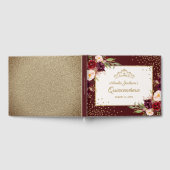 Bourgondische bloemen Sparkle Quinceanera Guest Bo Gastenboek (Volledig)