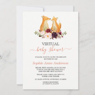 Bourgondische Bloemen Vossen Virtuele Baby Shower  Kaart