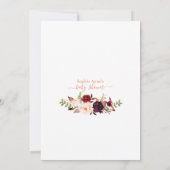 Bourgondische Bloemen Vossen Virtuele Baby Shower Kaart (Achterkant)