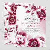 Bourgondische bloemen waterverf wassen meisje Doop Kaart (Voorkant / Achterkant)