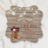 Bourgondische Bloemen Western Cowboylaarzen I DO B Bedankjes Labels (Voorkant)