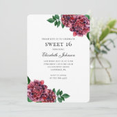 Bourgondische bloemen zoet 16. Bloemen 16e verjaar Kaart (Staand voorkant)