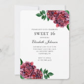 Bourgondische bloemen zoet 16. Bloemen 16e verjaar Kaart (Voorkant)