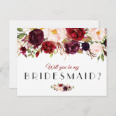 Bourgondische bloemen zullen jullie mijn bruidsmei uitnodiging briefkaart (Voorkant / Achterkant)