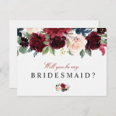 Bourgondische bloemen zullen jullie mijn bruidsmei uitnodiging briefkaart (Voorkant / Achterkant)