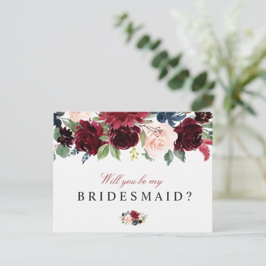 Bourgondische bloemen zullen jullie mijn bruidsmei uitnodiging briefkaart (Staand voorkant)