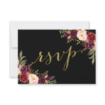 Bourgondische Bloemen Zwart Nep Goud Folie Trouw R