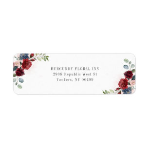 Bourgondische bloemenaquarel retouradres etiket