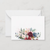 Bourgondische bloemenaquarel wangen Save The Date Notitiekaartje (Achterkant)