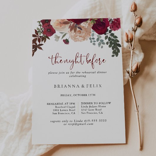 Bourgondische bloemenavond voor repetitie diner kaart