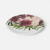 Bourgondische bloemenbloem Waterverf Papieren Bordje (Gekanteld)