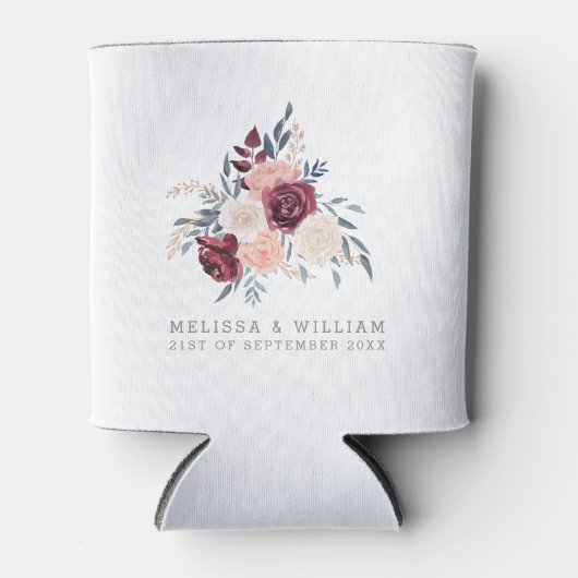 Bourgondische Bloemenbruid en bruidegom Ivoor brui Blikjeskoeler (Voorkant)