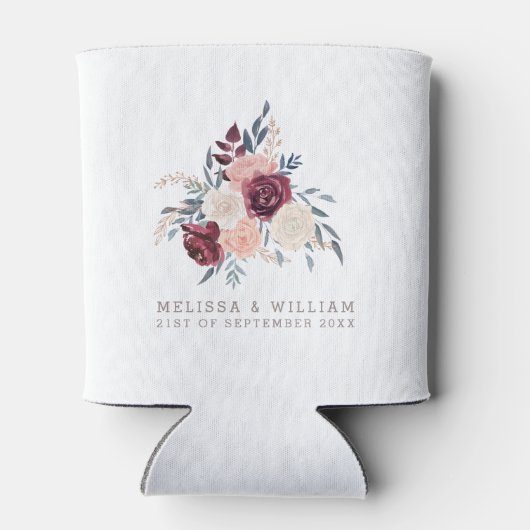 Bourgondische Bloemenbruid en bruidegom Ivoor brui Blikjeskoeler (Achterkant)