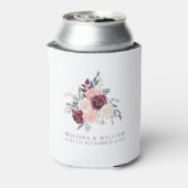 Bourgondische Bloemenbruid en bruidegom Ivoor brui Blikjeskoeler (Blikje Achterkant)