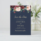 Bourgondische bloemenbruiloft Bewaar de datum kaar Save The Date (Staand voorkant)