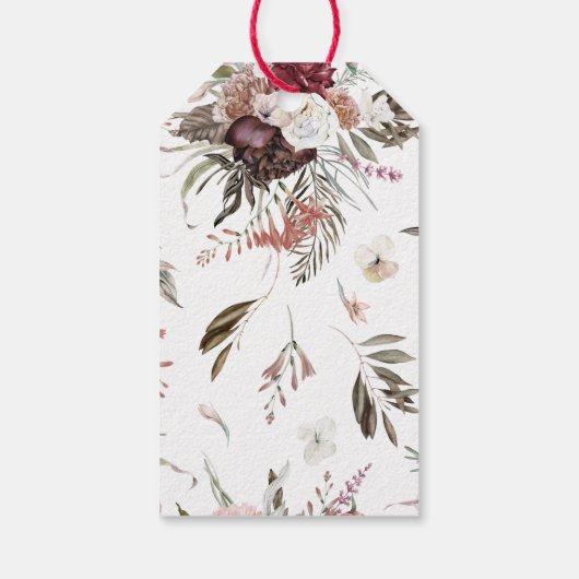 Bourgondische bloemenbruiloft dank u cadeau Labels Cadeaulabel (Achterkant)