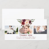 Bourgondische bloemenbruiloft dank u foto bedankkaart (Voorkant / Achterkant)